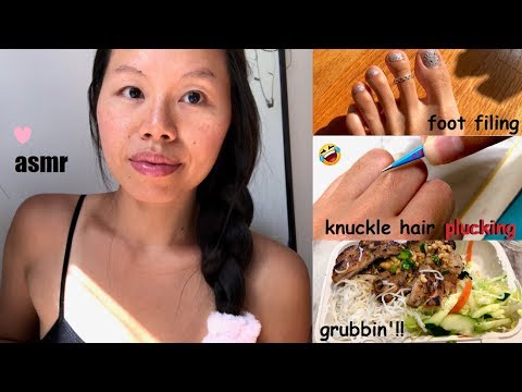 ASMR My Casual Weekend Routine 2019! Self Pampering, Errands, Food (VOICEOVER w. Added Sounds)!!