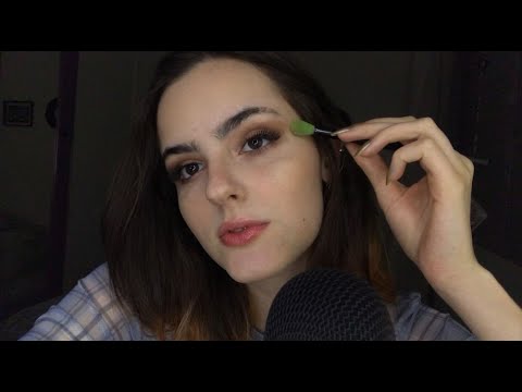 ASMR glow makeup tutorial | Sussurros, sons de pinceis, paletas e tapping