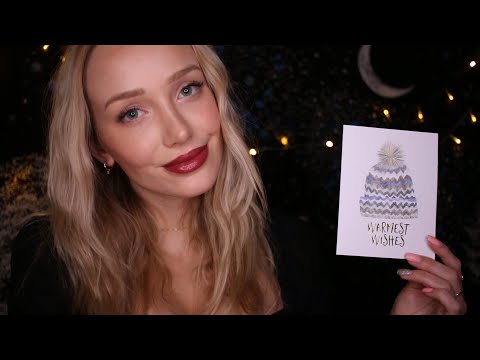 ASMR Tracing Holiday Cards | soft spoken and whispered, soft tracing, no tapping