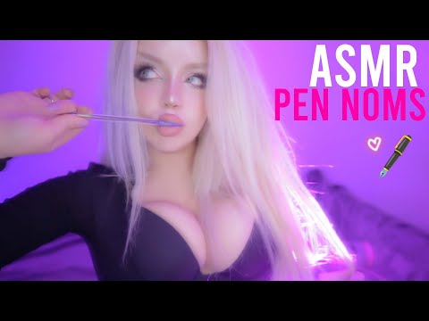 ASMR ✏️❤️ PEN NOMS *playing with a pen and my lips*
