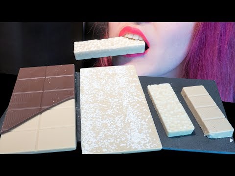 ASMR: White Chocolate Bars w/ Crunch & Coconut ~ Chocolate Plate 🍫 ~ Relaxing Eating [No Talking|V]😻