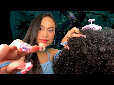 ASMR Plucking Negative Energy Long Nails + HEALING Scalp Scratching | Gum Chewing Personal Attention