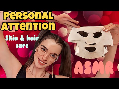 ASMR - Personal Attention , Taking care of your face and hair, Whispering