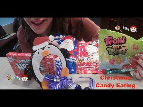 ASMR Christmas Candy Mukbang.  Lollipop, Pop Rocks, Nerds, Gummies.
