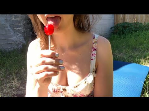 EATING A TOOTSIE POP OUTSIDE | ASMR (Soft Spoken)