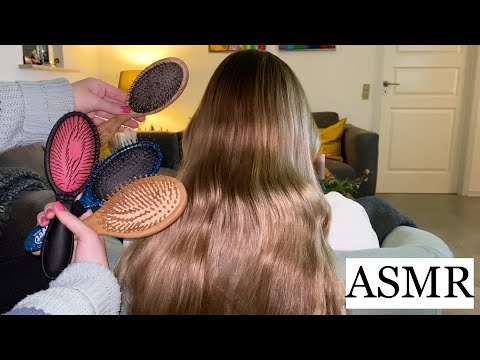 ASMR | *RELAXING* hair brushing with 6 brushes for 6 different sounds (no talking)