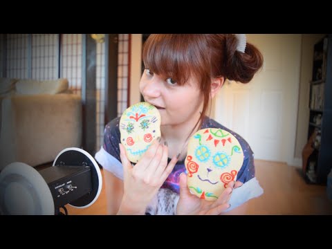 ASMR Sugar Skull Cookie Decorating, Tongue Click, Ear to Ear Whispering and Soft Speaking
