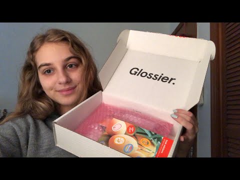 ASMR | GLOSSIER UNBOXING | tapping, scratching, whispering