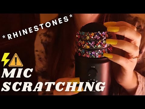 ASMR - FAST Deep MIC SCRATCHING, TAPPING with RHINESTONES to Fall Asleep
