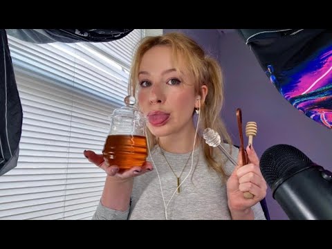 ASMR Triggers | Eating honey + three different honey spoon sounds