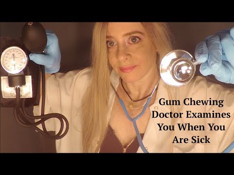 ASMR Gum Chewing Doctor Examines You When You Are Sick. Personal Attention