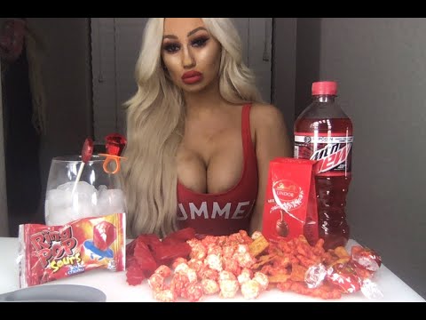 ASMR -Eating Red Items :)