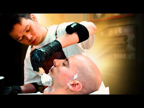 🔇 Traditional Chinese Barber Shave in a Quiet Atmosphere 💈 Relaxing ASMR Experience
