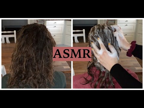ASMR Relaxing Hair Washing, Hair Brushing, Blow Drying & Hair Straightening on Friend (No Talking)