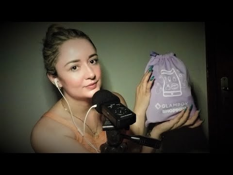 ASMR BINAURAL - UNBOXING GLAMBOX SHOPPING (EAR TO EAR, WHISPERS, PACKING SOUNDS, EATING SOUNDS) 🎧