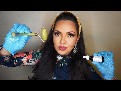 ASMR Relaxing Facial Massage | Oil, Gloves and Roller