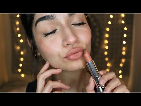 ASMR Lipstick Application (Tapping, Close Up, Whispering)