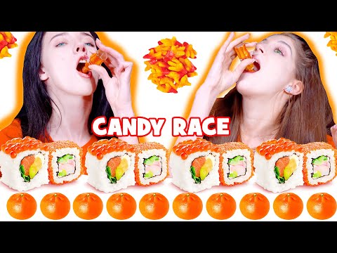 ASMR Candy Race Orange Candy Food Mukbang