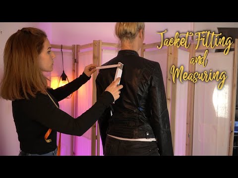 ASMR Leather Jacket Fitting and Measuring on a Real Person | Counting Measurements Out Loud