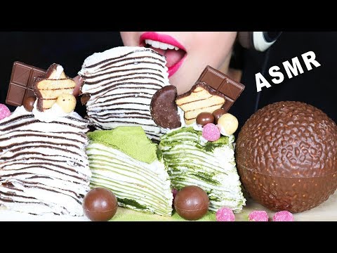ASMR EATING LOADED CREPE CAKES With Hands & FERRERO ROCHER (Soft EATING SOUNDS) | FOODMAS 3