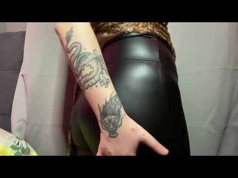 Leather Leggings ASMR Scratching, tapping and pulling sounds