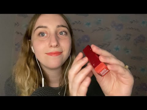 ASMR lipgloss application and mouth sounds