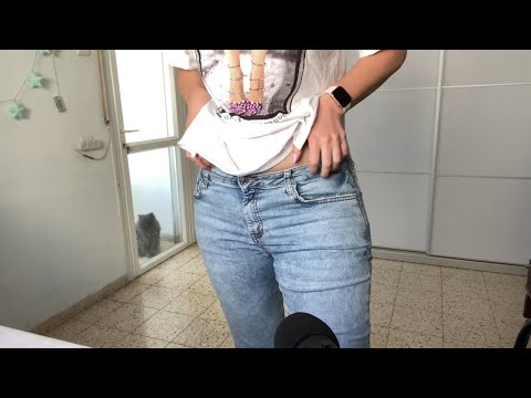 ASMR Scratching jeans and shirt/ fabric sounds ( no talking)
