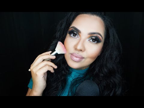 ASMR Face Brushing Positive Whisper Talk and Stipple   Mouth Sounds