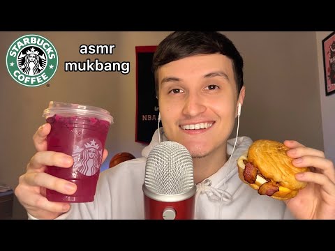 ASMR | Starbucks Drink and Breakfast Sandwich Mukbang ☕️🥪 (eating sounds)