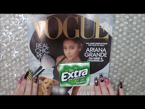 ASMR Gum Chewing Magazine Flip Through | ARIANA GRANDE | Tingly Whisper | Vogue