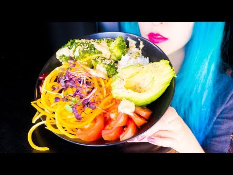 ASMR: Colorful Happy Bowl with Butternut Noodles, Rice & Broccoli ~ Relaxing Eating [No Talking|V] 😻