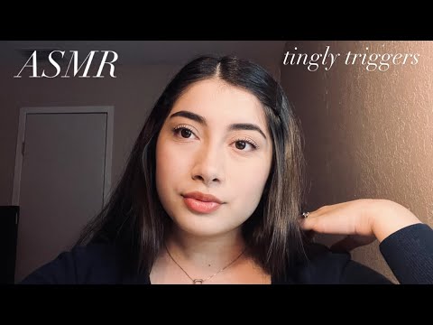 ASMR | tingly triggers (brushing your face, lip gloss sounds, & tapping)