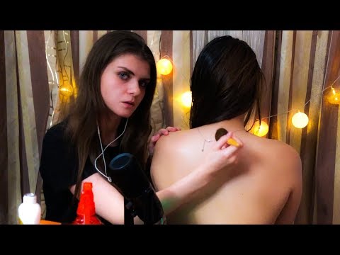 ASMR Intense OIL Head MASSAGE with BACK Touching and HAIR PLAY Brushing