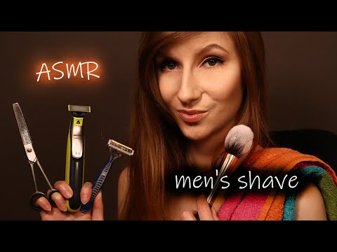 ASMR men's shave #Barber [ROLEPLAY] (shaving, brushing, foam, cleansing, massage, cutting, scissors)