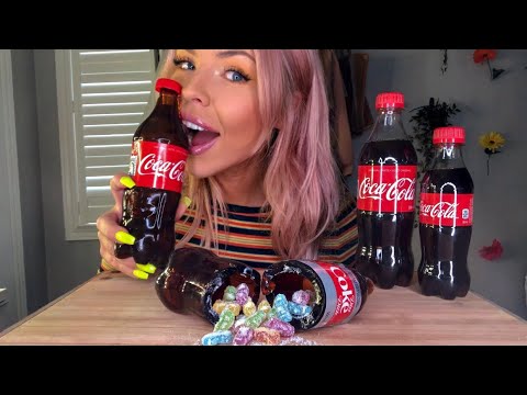 ASMR EDIBLE COCA COLA BOTTLE FILLED WITH CANDY (MOST ODDLY SATISFYING EATING SOUNDS) MUKBANG