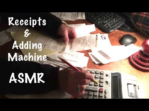 ASMR organizing receipts , adding machine (No talking)