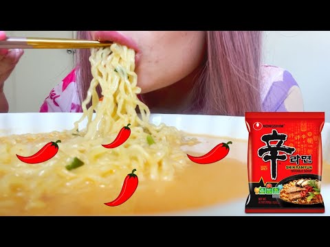 ASMR Eating Sounds | Hot & Spicy Ramen Noodle MUKBANG no talking 🌶️