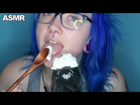 ASMR Whipped Cream Scraping Off The Mic [Cling Film & Mouth Sounds] 🥰