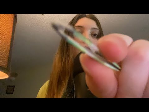 ASMR personal attention, plucking negative energy, whispered ramble & lid sounds