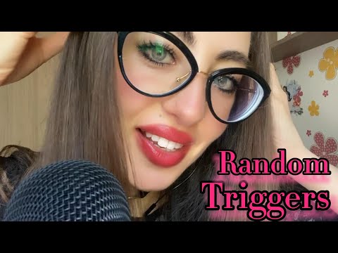 ASMR random triggers: tapping, camera covering, mouth sounds, lip gloss, clothing scratching
