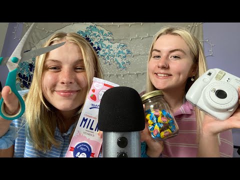 ASMR│Layered Twin Triggers! Tapping, Scratching, Snipping, Gum Chewing, and MORE! 👯‍♀️💁🏼‍♀️