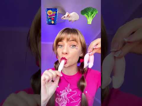 ASMR Emoji Food Bubble Gum, Gummy Mouse, Broccoli Mukbang #shorts