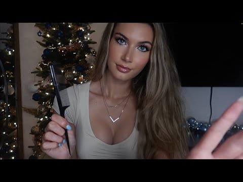 ASMR personal attention | face exam, hair play