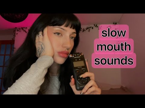 Slow, clicky mouth sounds and whispers ♡ asmr with hand movements