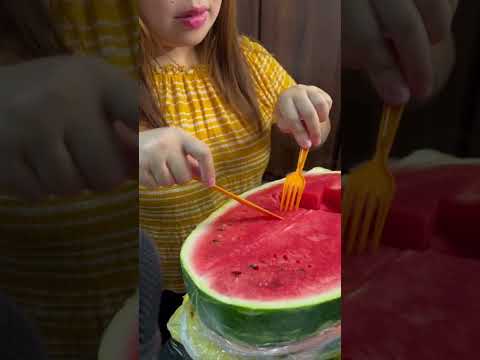 ASMR SHORT CLIPS TINGLY WATERMELON SLICING AND MOUTH SOUNDS