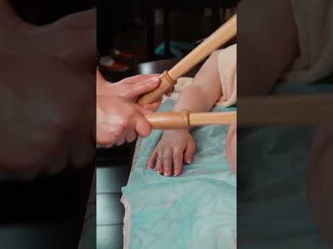 Foot and leg ASMR massage with bamboo sticks for Lisa