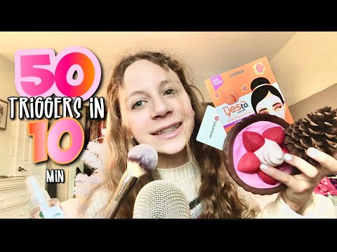 ASMR 50 Triggers in 10 MINUTES!!!