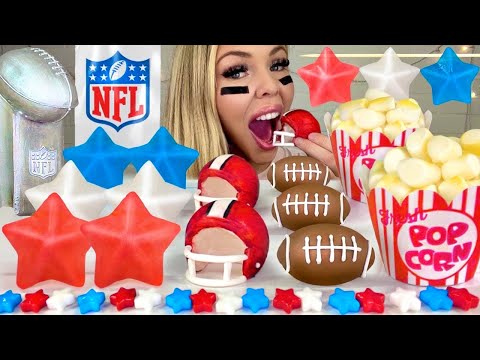ASMR SUPER BOWL DESSERT* EDIBLE FOOTBALL HELMETS, NFL CAKE POPS MUKBANG 먹방