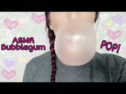 ASMR BUBBLEGUM. Soft eating, chewing gum, blowing and popping sounds.👄