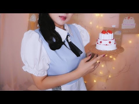 ASMR[ENG sub]make Snow cake 🍨 ,TINGLE cafe  role play!!